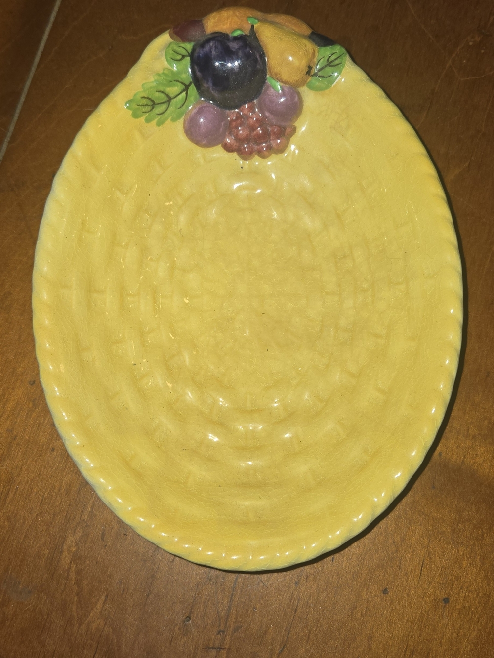 Y2K Carlton Ware Hand-Painted Yellow Ceramic Fruit Dish